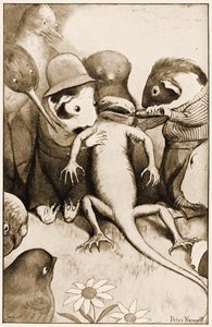 Den stakkars lille øglen Bill ble holdt oppe i midten, illustrasjon for Lewis Carrolls Alices Adventures in Wonderland, 1901